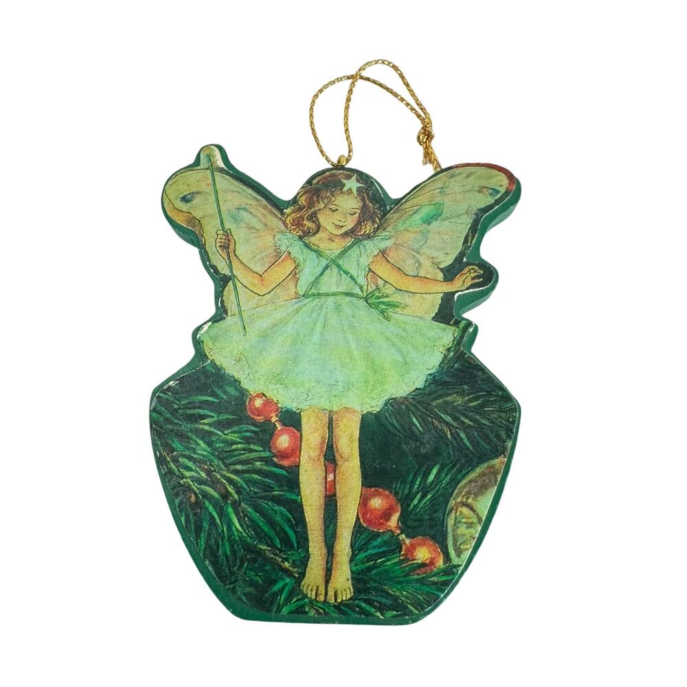 Enesco 1989 Vintage A Festival Of Flower Fairies Wooden Ornament
